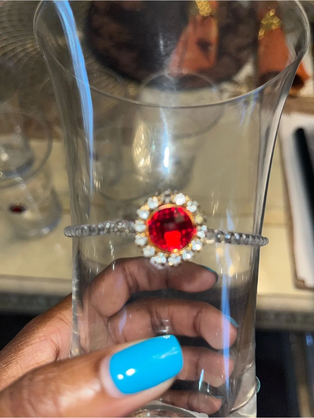 NEW Pier 1 Imports Jeweled Rhinestone Stem Wine Glasses Set of 8 Goblets